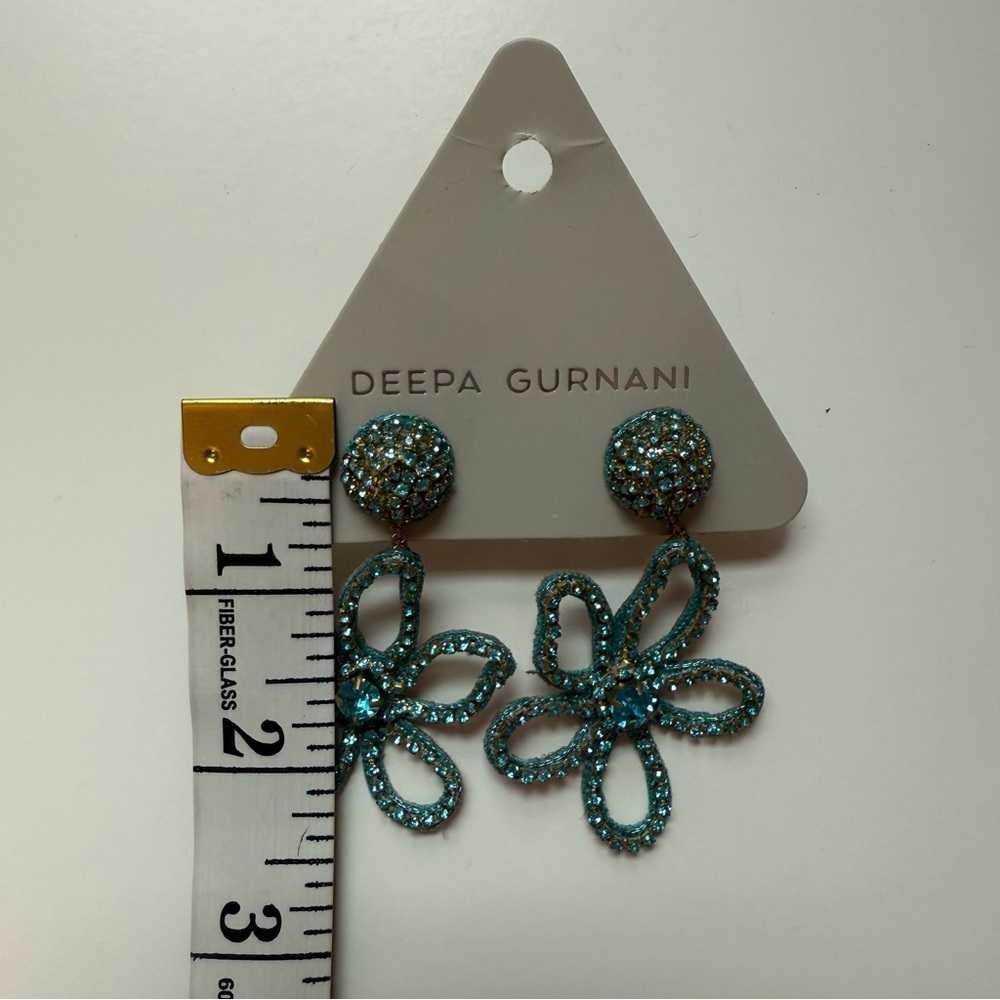 Deepa Gurnani Fiorella Flower Drop Earrings - turquoise - NWT - Picture 7 of 8